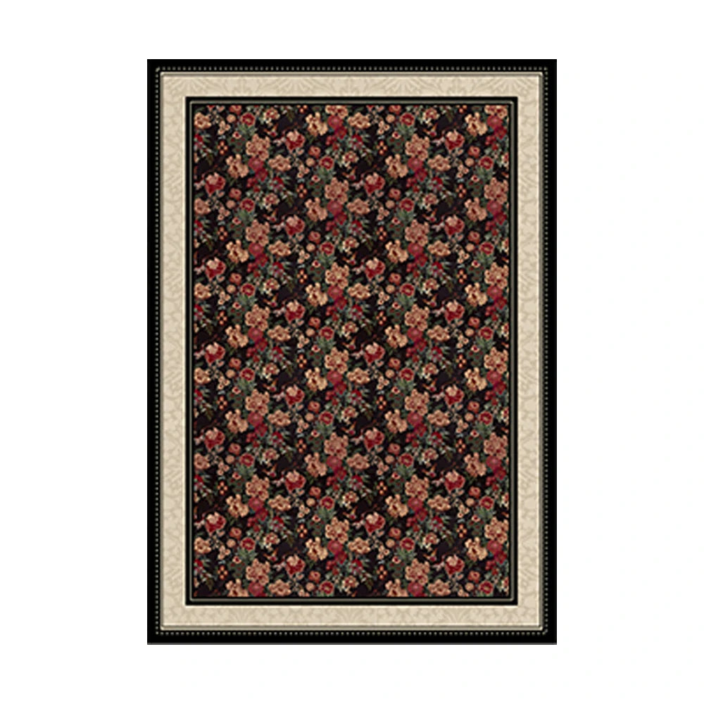 LIVARA 160/200cm Loop-Pile Rug - Upgraded Non-Slip Eco Cotton-Latex Backing - Elegant Border Frame, Classic Vintage Floral Pattern, Soft & Durable - Red Floral Border