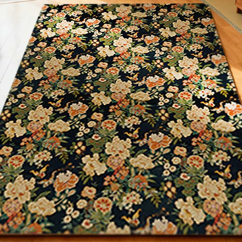 LIVARA 160/200cm Loop-Pile Rug - Upgraded Non-Slip Eco Cotton-Latex Backing - Elegant Border Frame, Classic Vintage Floral Pattern, Soft & Durable - Yellow Floral Border