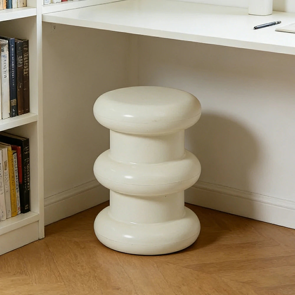 LIVARA Multi-Tier Coffee Table Stool - 2/3-Layer Design, Smooth Rounded Shape, Lightweight & Space-Saving, Modern Home Use - White