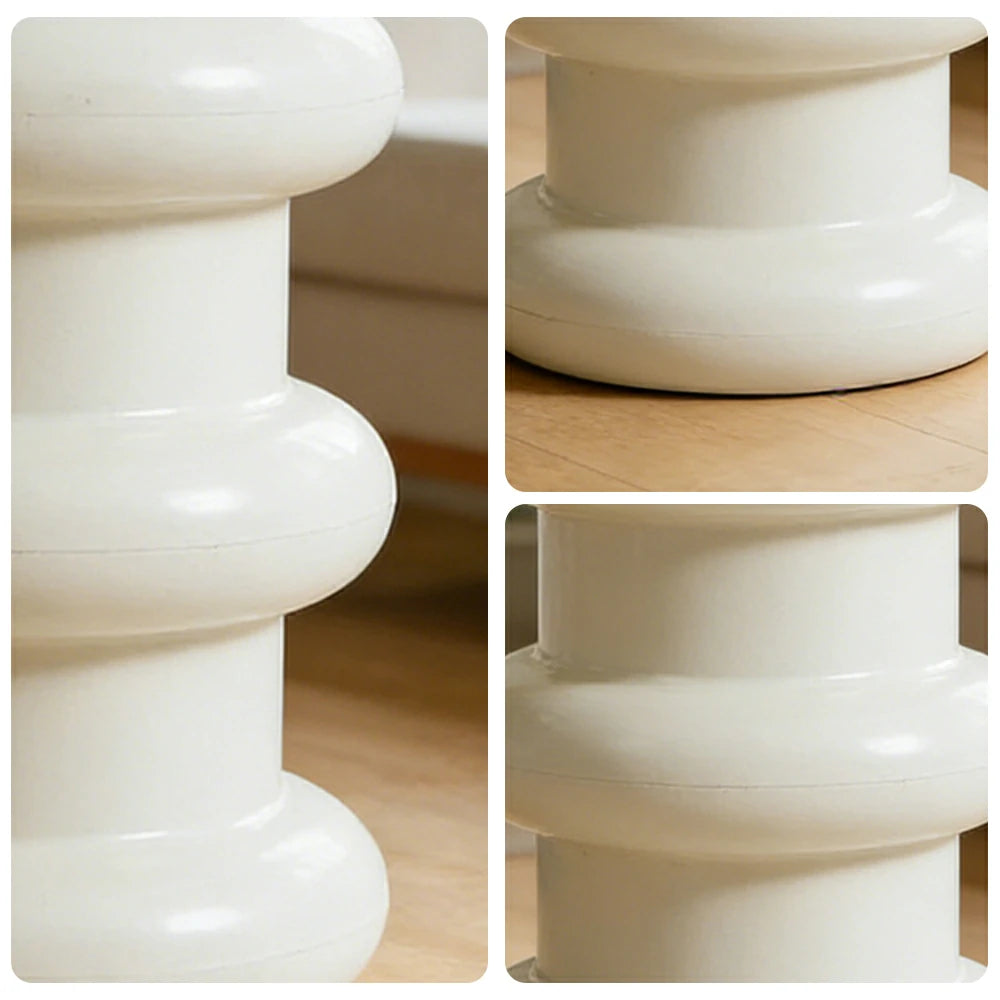 LIVARA Multi-Tier Coffee Table Stool - 2/3-Layer Design, Smooth Rounded Shape, Lightweight & Space-Saving, Modern Home Use - White