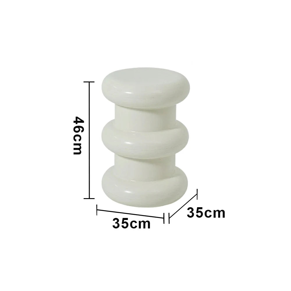 LIVARA Multi-Tier Coffee Table Stool - 2/3-Layer Design, Smooth Rounded Shape, Lightweight & Space-Saving, Modern Home Use - White