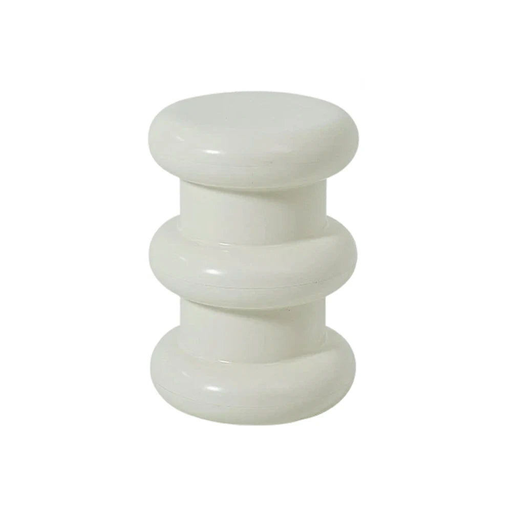 LIVARA Multi-Tier Coffee Table Stool - 2/3-Layer Design, Smooth Rounded Shape, Lightweight & Space-Saving, Modern Home Use - White