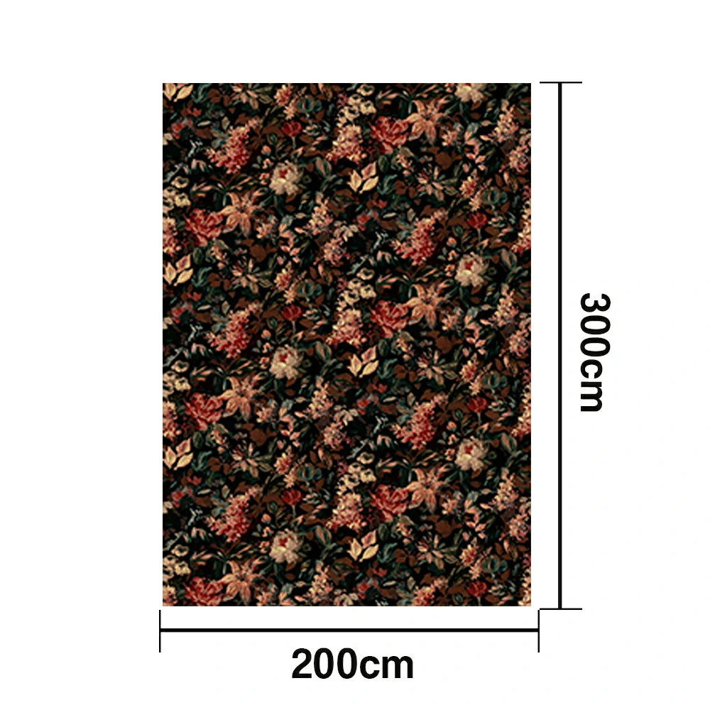 LIVARA 160/200cm Loop-Pile Rug - Upgraded Non-Slip Eco Cotton-Latex Backing - Botanical Floral Design, Dense Vintage Texture, Soft & Durable - Dark Floral