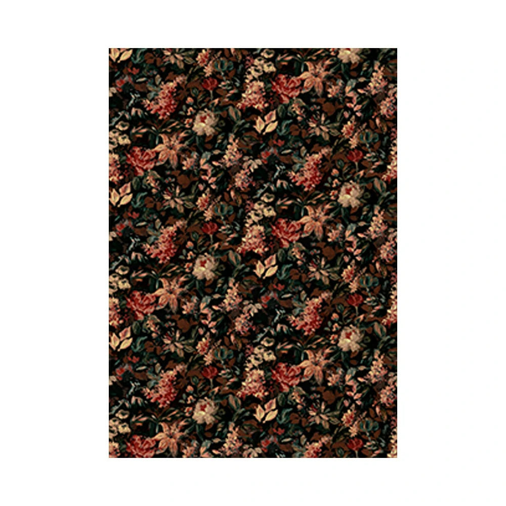 LIVARA 160/200cm Loop-Pile Rug - Upgraded Non-Slip Eco Cotton-Latex Backing - Botanical Floral Design, Dense Vintage Texture, Soft & Durable - Dark Floral