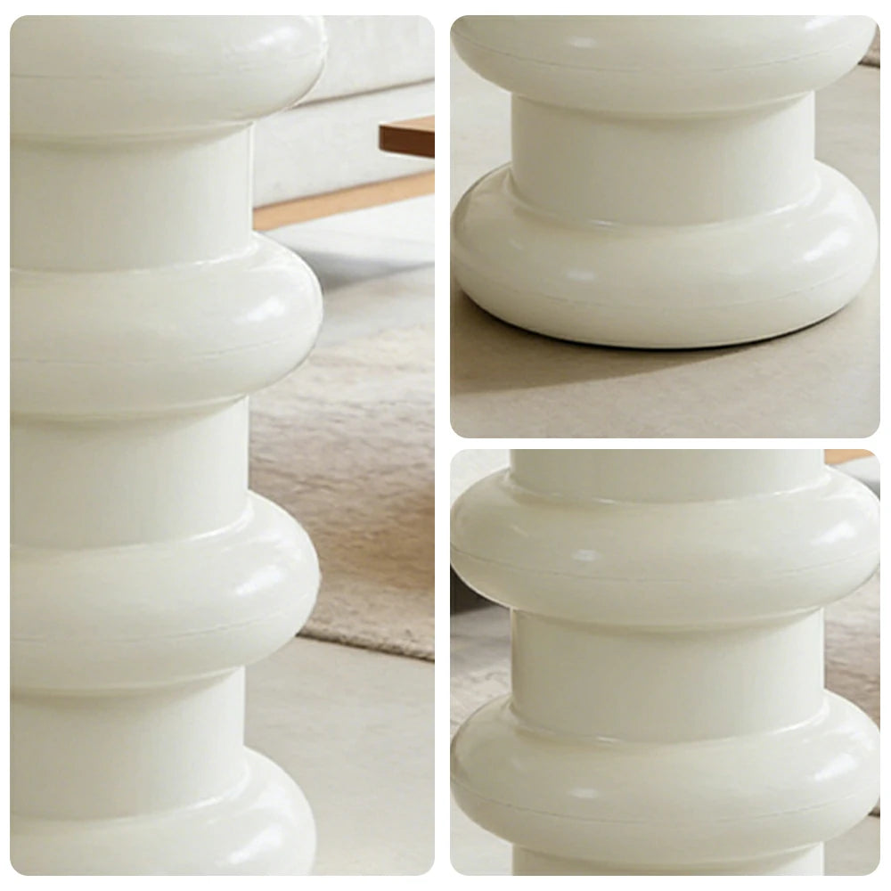 LIVARA Multi-Tier Coffee Table Stool - 2/3-Layer Design, Smooth Rounded Shape, Lightweight & Space-Saving, Modern Home Use - White