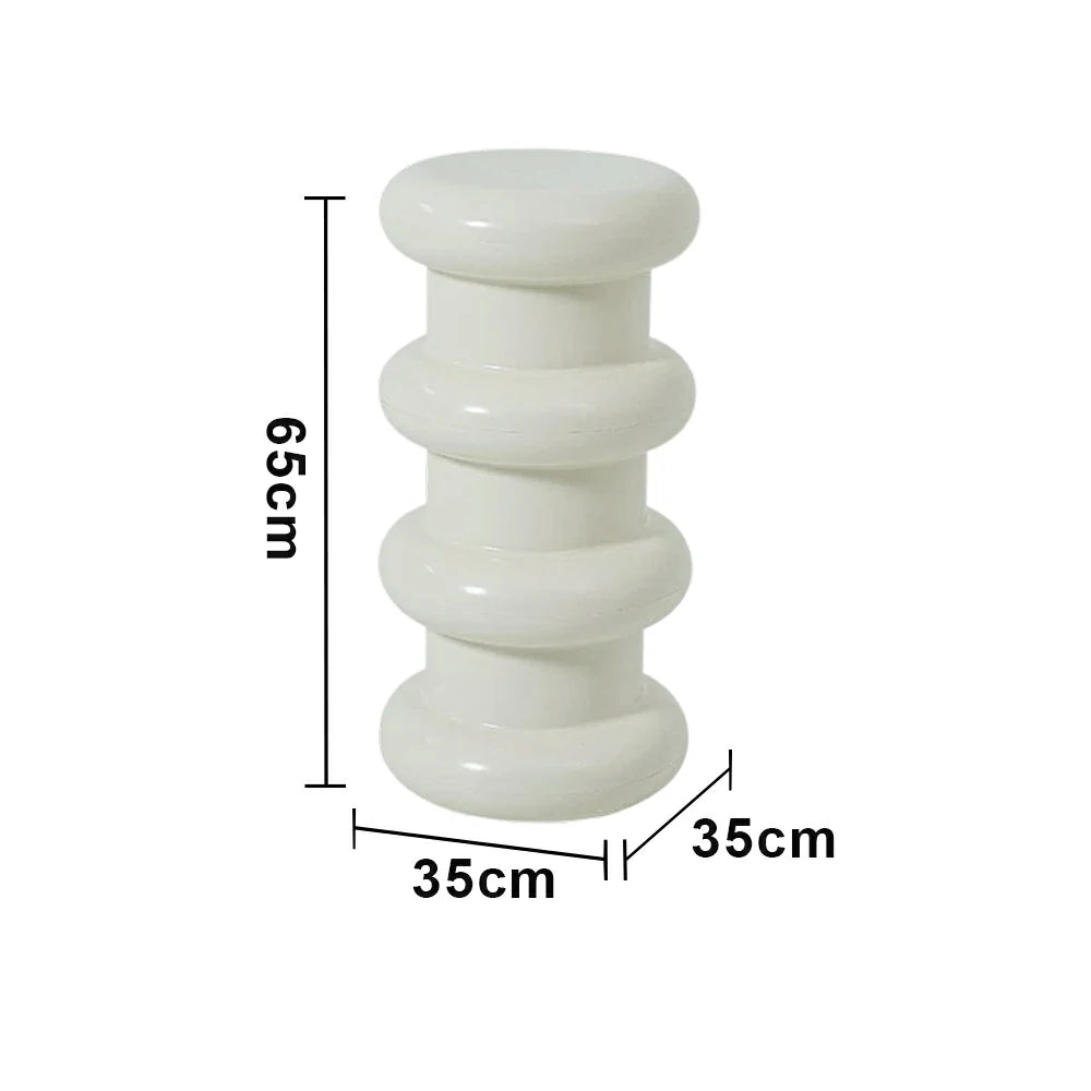LIVARA Multi-Tier Coffee Table Stool - 2/3-Layer Design, Smooth Rounded Shape, Lightweight & Space-Saving, Modern Home Use - White