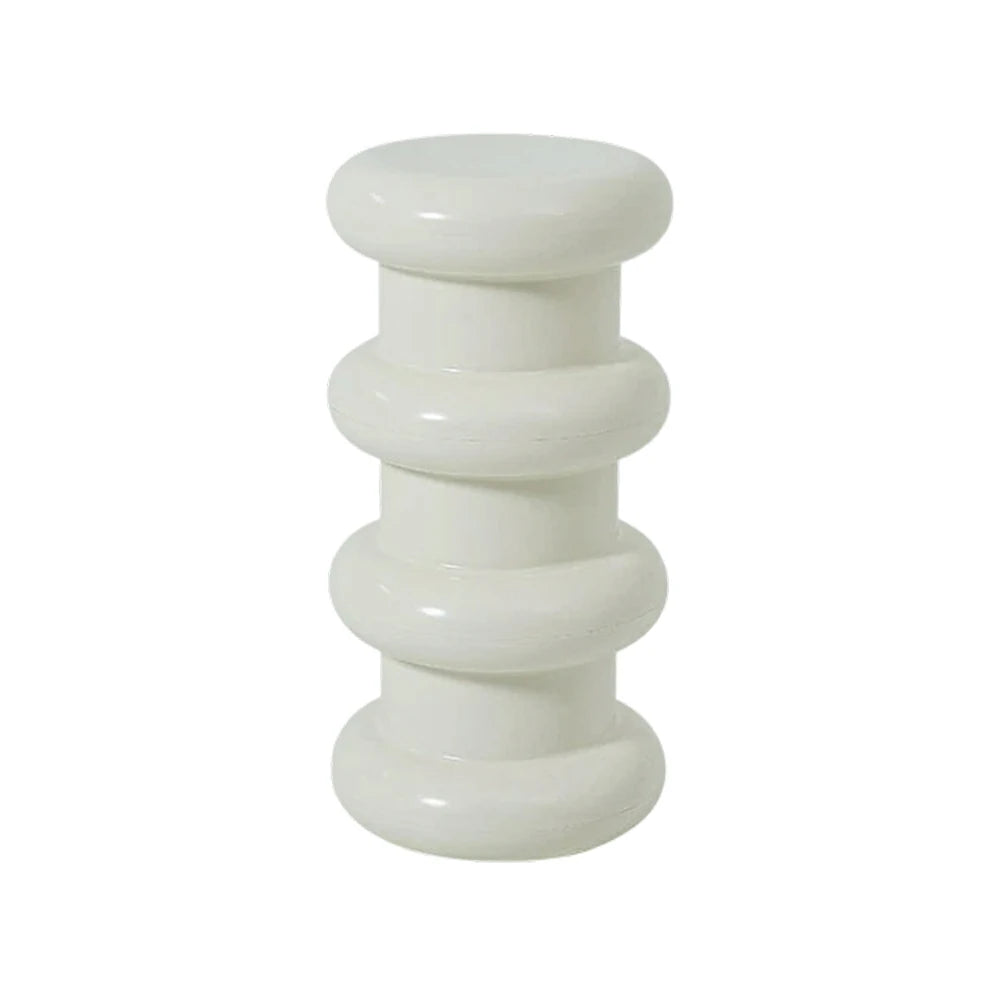LIVARA Multi-Tier Coffee Table Stool - 2/3-Layer Design, Smooth Rounded Shape, Lightweight & Space-Saving, Modern Home Use - White