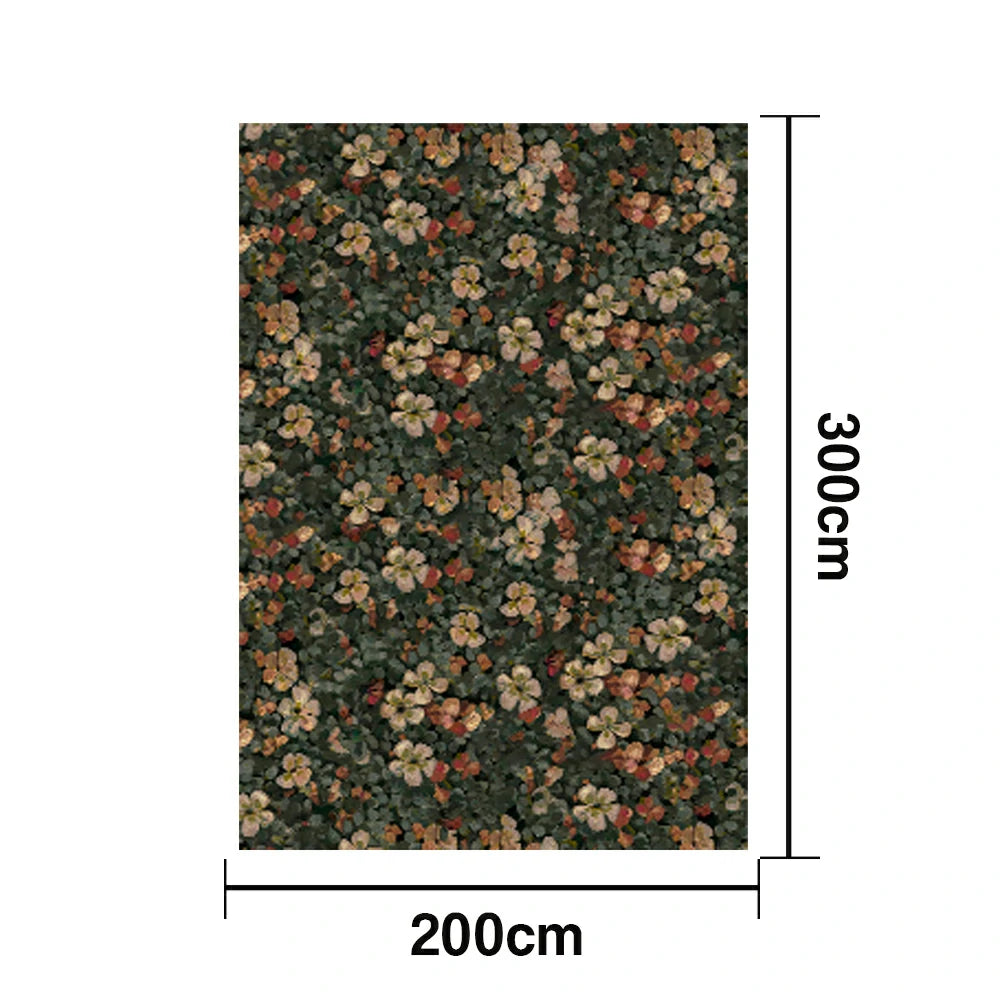 LIVARA 160/200cm Loop-Pile Rug - Upgraded Non-Slip Eco Cotton-Latex Backing - Botanical Motif, Cozy Vintage Texture, Soft & Durable - Clover Green