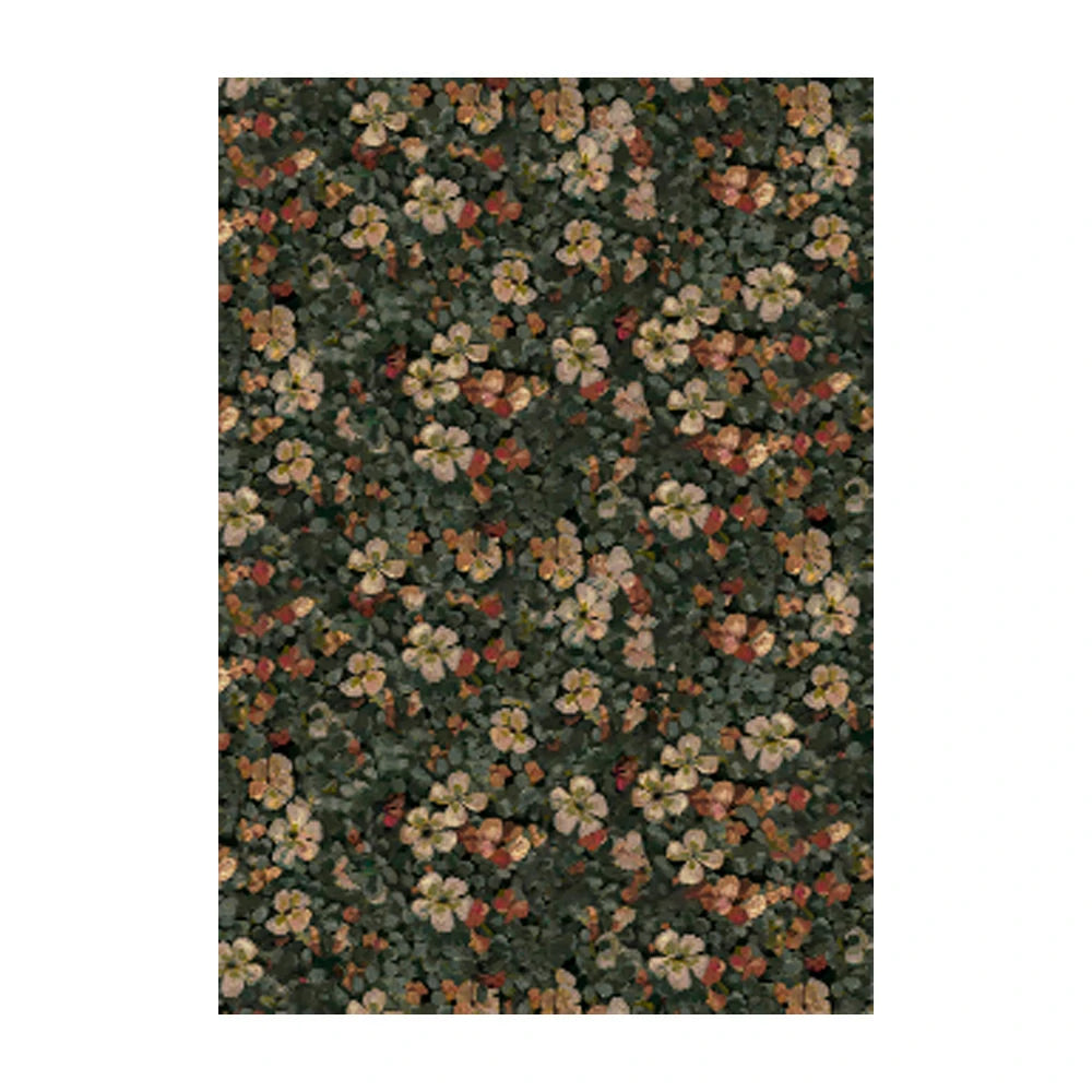 LIVARA 160/200cm Loop-Pile Rug - Upgraded Non-Slip Eco Cotton-Latex Backing - Botanical Motif, Cozy Vintage Texture, Soft & Durable - Clover Green