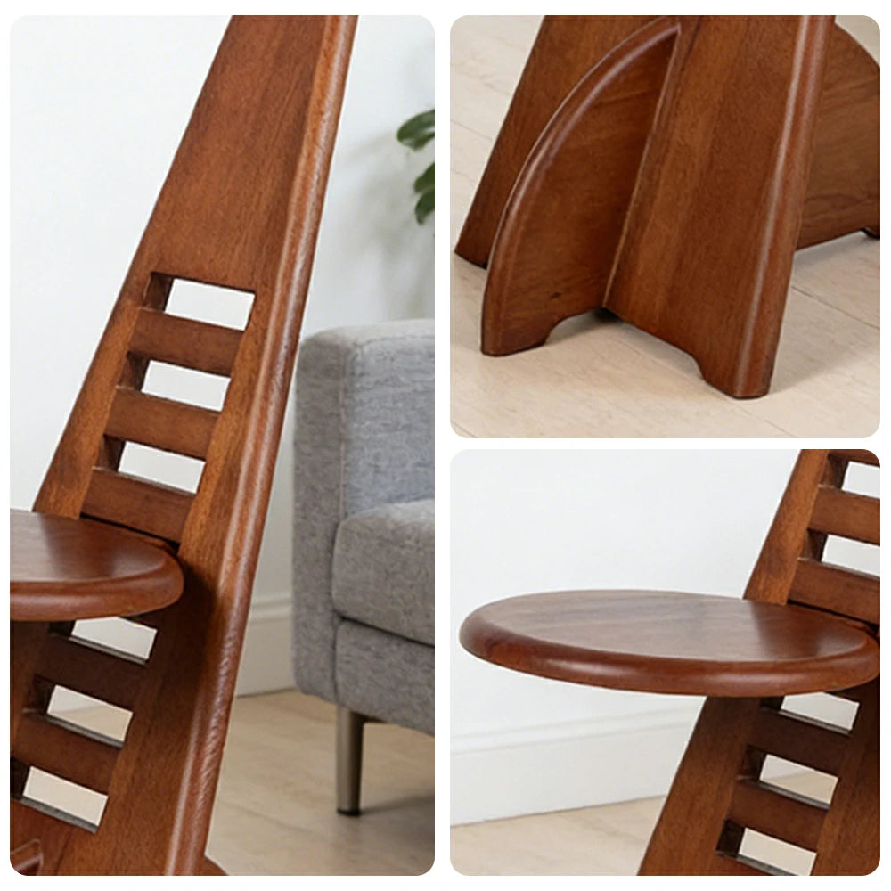 LIVARA Vintage Multi-Functional Coffee Table - Solid Wood Storage Shelf, Adjustable Height Design, Side Table & Display Use - Walnut Brown