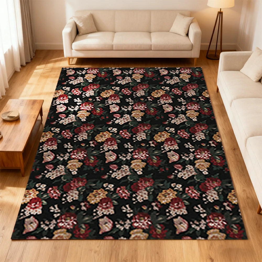 LIVARA 160/200cm Loop-Pile Rug - Non-Slip Eco Cotton-Latex Backing, Soft & Durable, Easy to Clean - Pink Rose Bloom