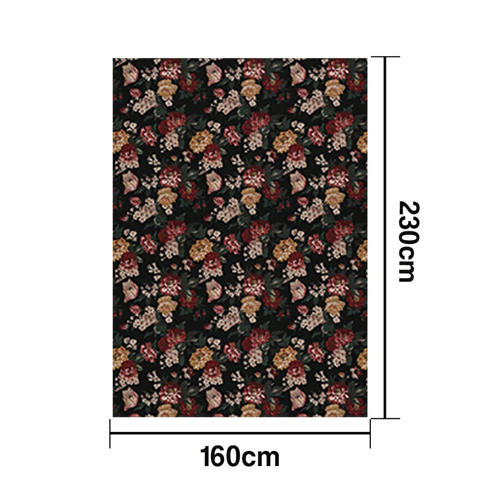 LIVARA 160/200cm Loop-Pile Rug - Non-Slip Eco Cotton-Latex Backing, Soft & Durable, Easy to Clean - Pink Rose Bloom