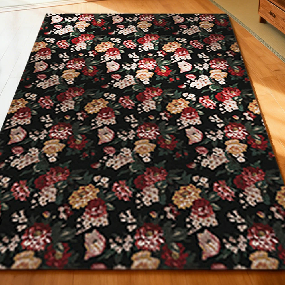 LIVARA 160/200cm Loop-Pile Rug - Non-Slip Eco Cotton-Latex Backing, Soft & Durable, Easy to Clean - Pink Rose Bloom