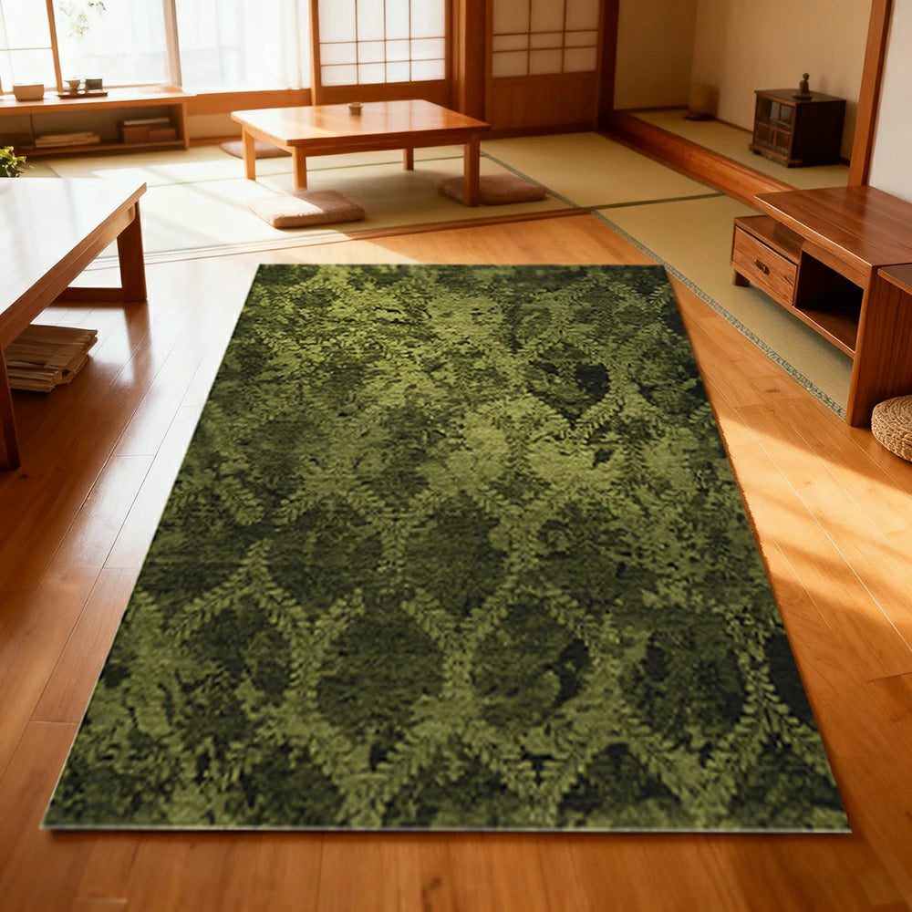 LIVARA 160/200cm Loop-Pile Rug - Non-Slip Eco Cotton-Latex Backing, Soft & Durable, Easy to Clean - Fern Moss Green