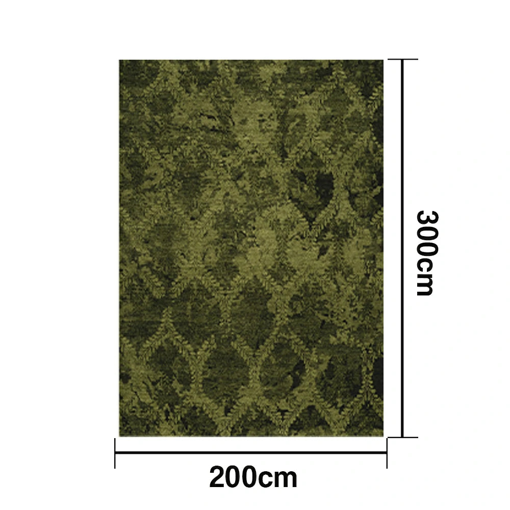 LIVARA 160/200cm Loop-Pile Rug - Non-Slip Eco Cotton-Latex Backing, Soft & Durable, Easy to Clean - Fern Moss Green