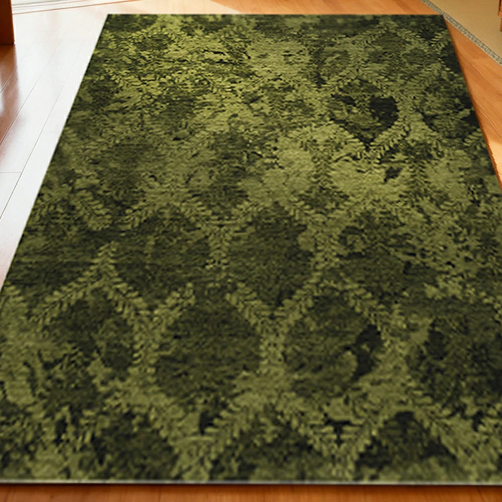 LIVARA 160/200cm Loop-Pile Rug - Non-Slip Eco Cotton-Latex Backing, Soft & Durable, Easy to Clean - Fern Moss Green