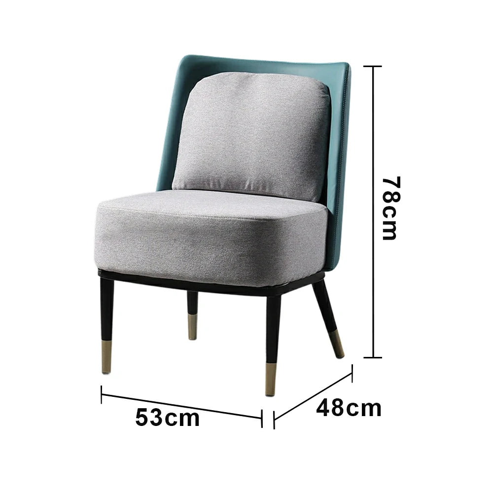 LIVARA Modern Accent Lounge Chair - Soft Linen Upholstery with Contrast Backrest, Deep Cushioned Seat, Compact Statement Design - Light Grey & Teal Blue