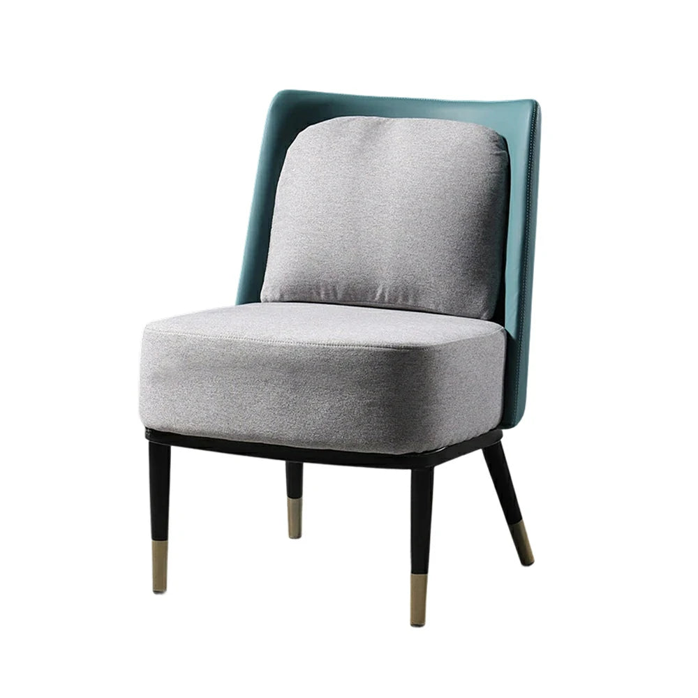 LIVARA Modern Accent Lounge Chair - Soft Linen Upholstery with Contrast Backrest, Deep Cushioned Seat, Compact Statement Design - Light Grey & Teal Blue