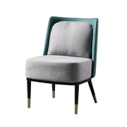 LIVARA Modern Accent Lounge Chair - Soft Linen Upholstery with Contrast Backrest, Deep Cushioned Seat, Compact Statement Design - Light Grey & Teal Blue