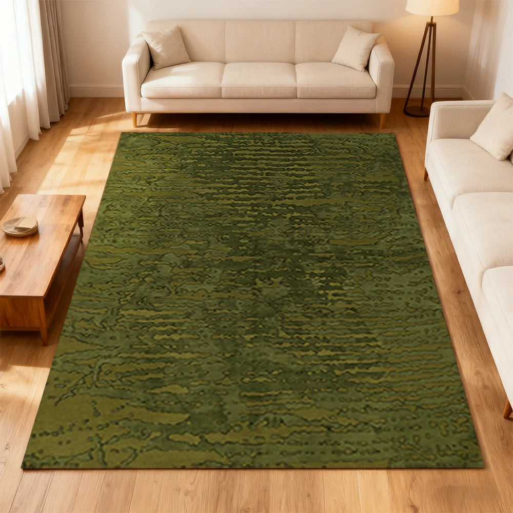 LIVARA 160/200cm Loop-Pile Rug - Non-Slip Eco Cotton-Latex Backing, Soft & Durable, Easy to Clean - Forest Deep Green