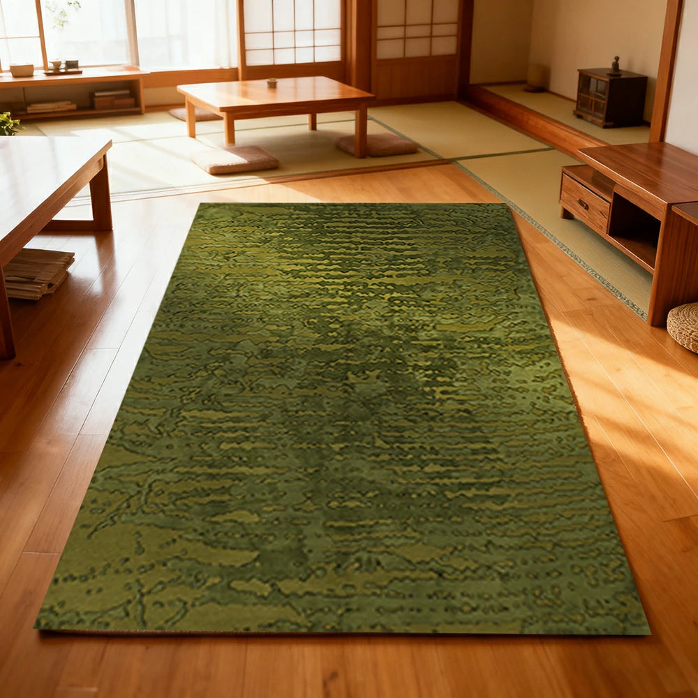 LIVARA 160/200cm Loop-Pile Rug - Non-Slip Eco Cotton-Latex Backing, Soft & Durable, Easy to Clean - Forest Deep Green