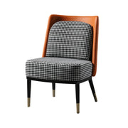 LIVARA Modern Accent Lounge Chair - Houndstooth Woven Upholstery with Contrast Backrest, Deep Cushioned Seat, Compact Statement Design - Houndstooth & Orange