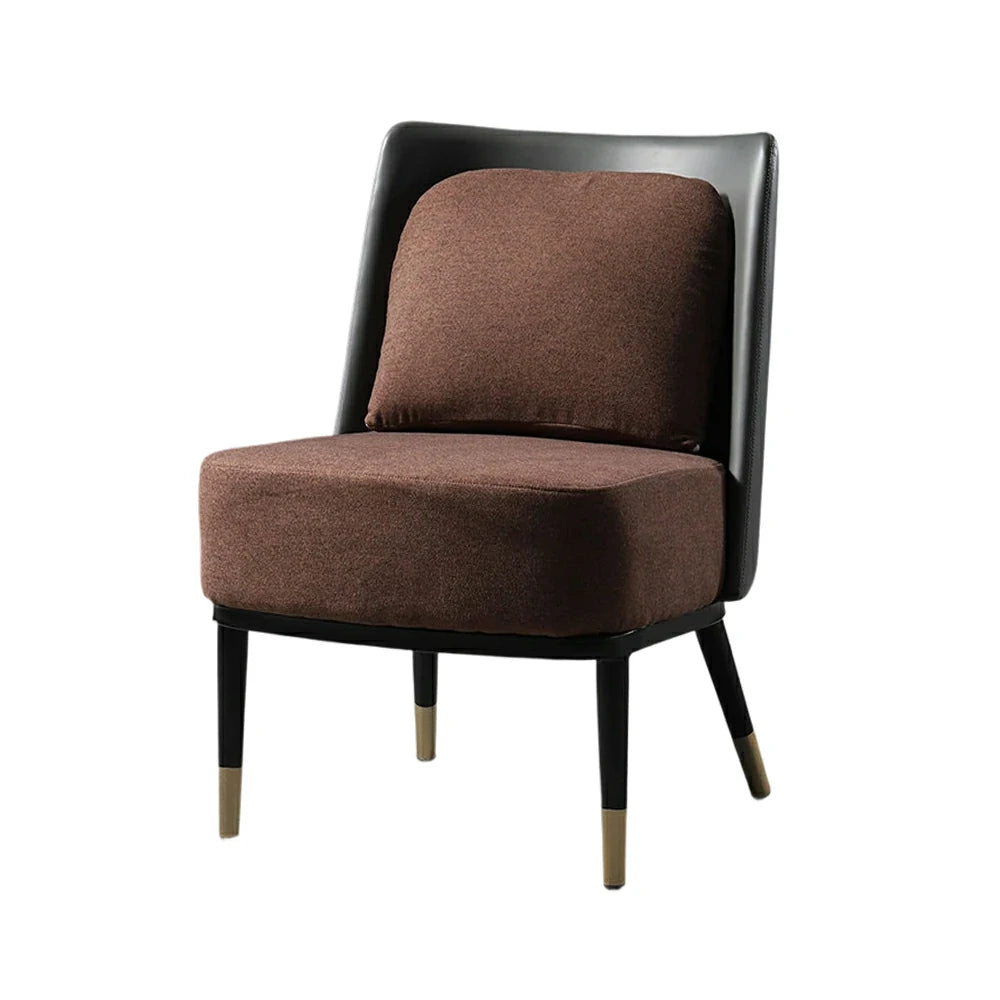 LIVARA Modern Accent Lounge Chair - Fine Linen Upholstery with Contrast Backrest, Deep Cushioned Seat, Compact Statement Design - Brown Linen & Dark Grey