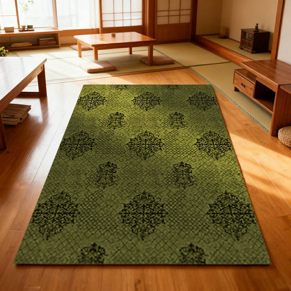 LIVARA 160/200cm Loop-Pile Rug - Non-Slip Eco Cotton-Latex Backing, Soft & Durable, Easy to Clean - Retro Dark Sage