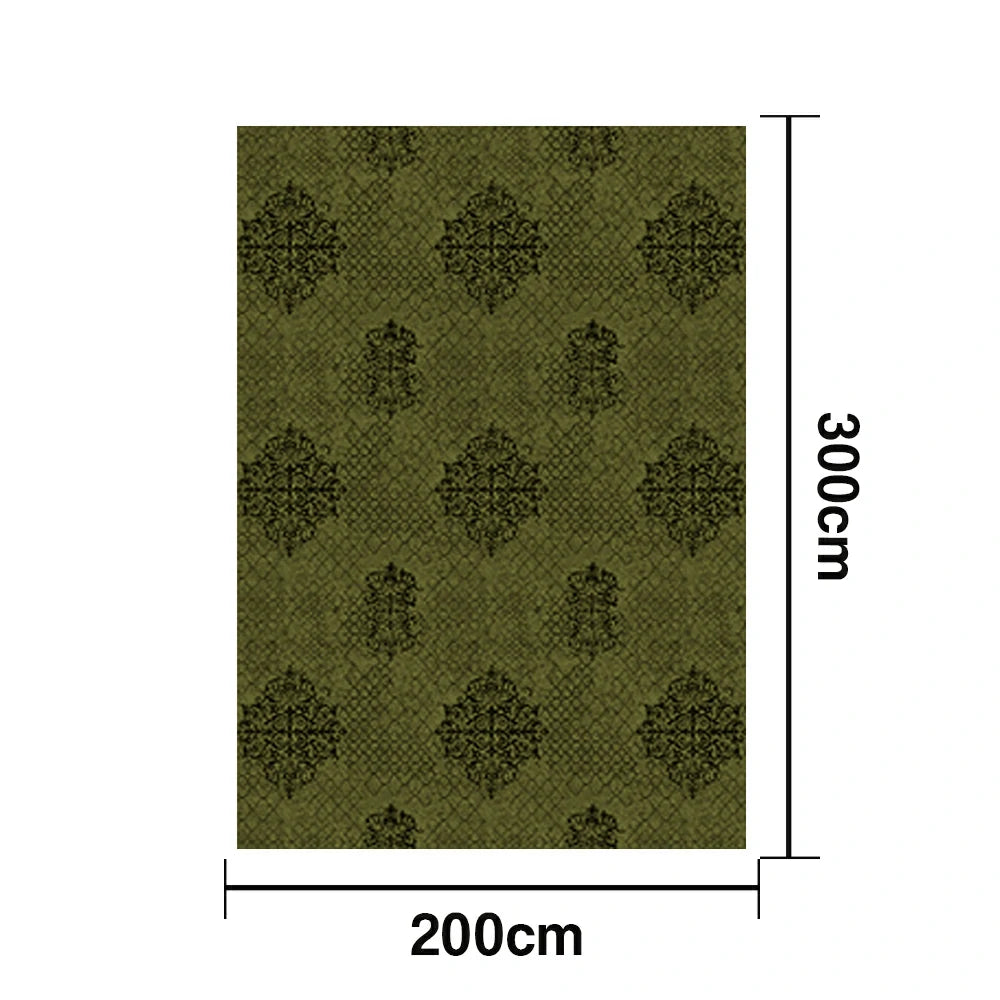 LIVARA 160/200cm Loop-Pile Rug - Non-Slip Eco Cotton-Latex Backing, Soft & Durable, Easy to Clean - Retro Dark Sage