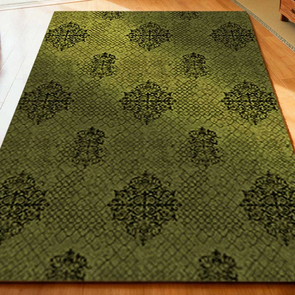 LIVARA 160/200cm Loop-Pile Rug - Non-Slip Eco Cotton-Latex Backing, Soft & Durable, Easy to Clean - Retro Dark Sage
