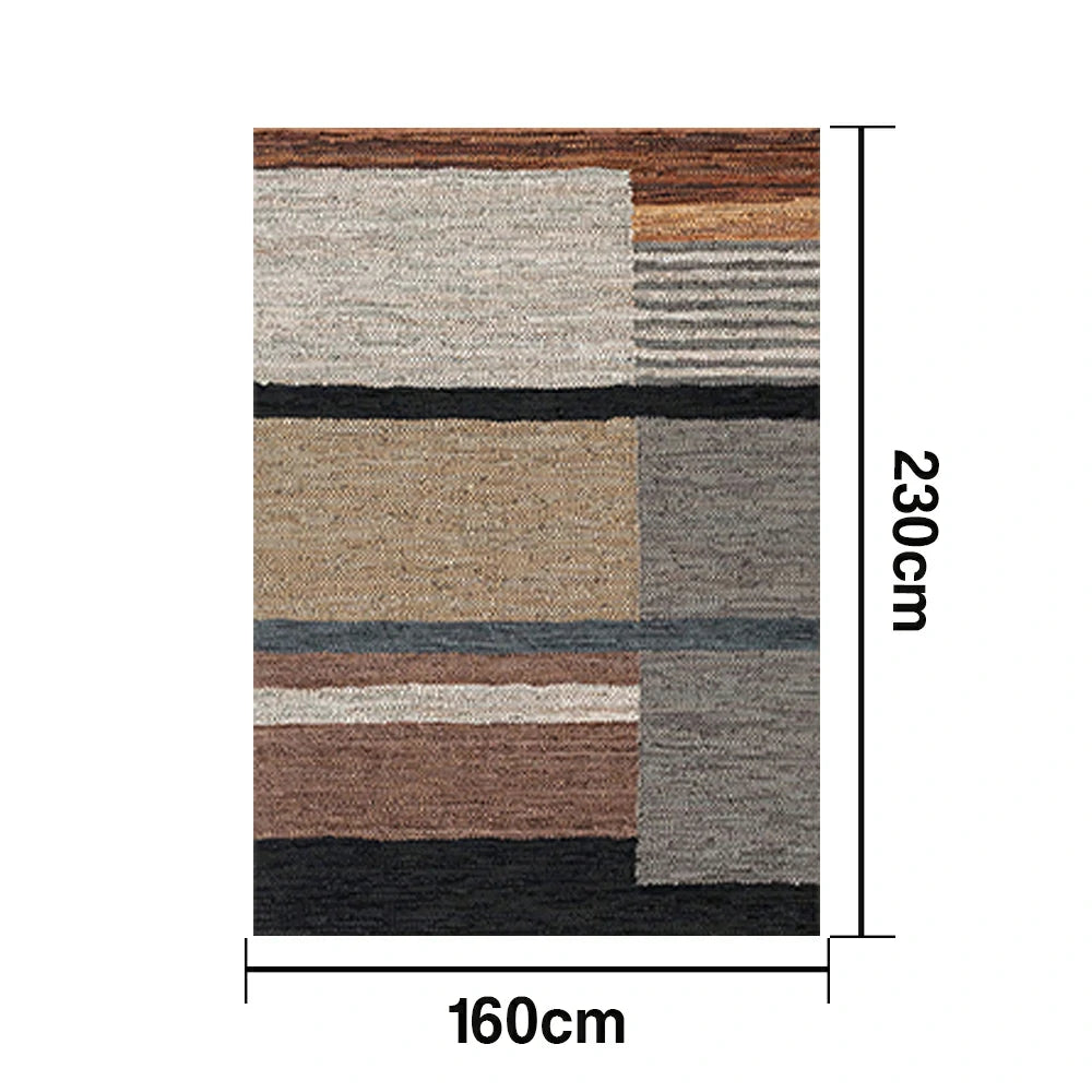 LIVARA 160/200cm Modern Multi-Tone Loop-Pile Rug - Non-Slip Eco Cotton-Latex Backing, Soft & Durable, Easy to Clean - Mosaic Tan/Grey