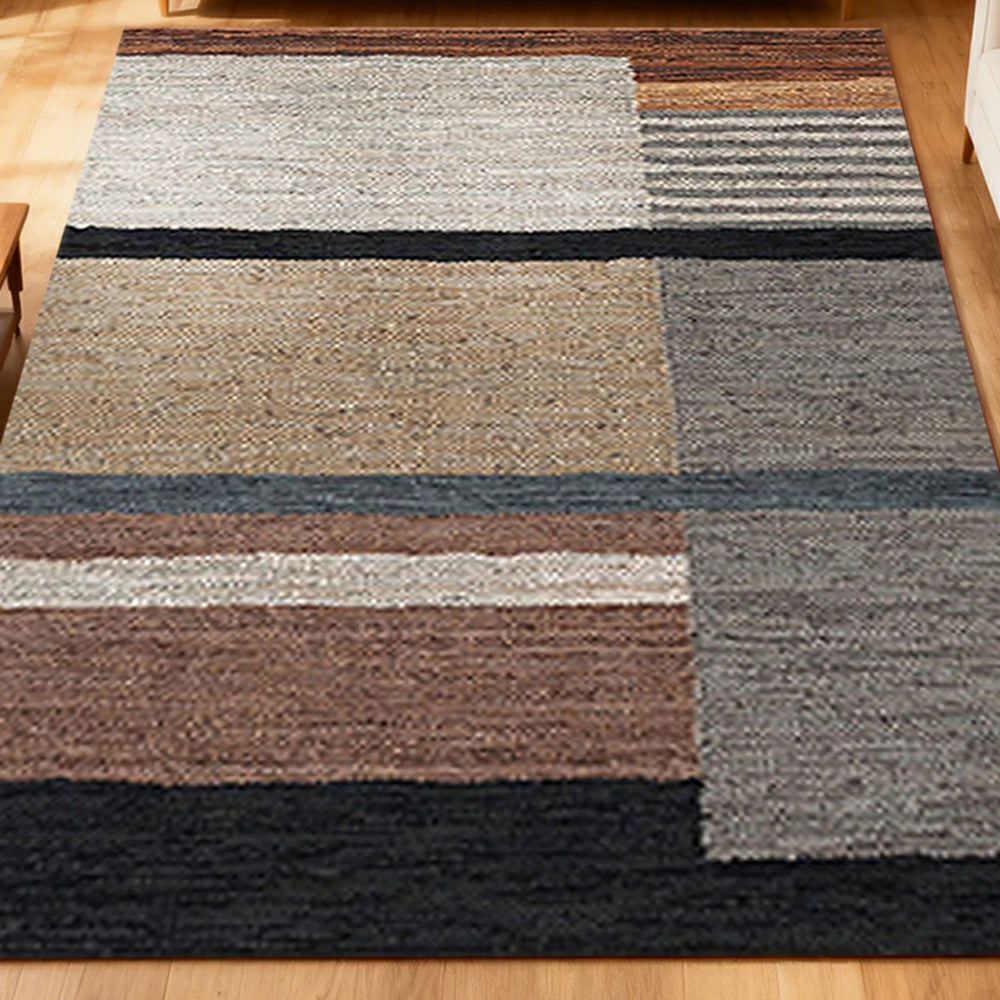 LIVARA 160/200cm Modern Multi-Tone Loop-Pile Rug - Non-Slip Eco Cotton-Latex Backing, Soft & Durable, Easy to Clean - Mosaic Tan/Grey