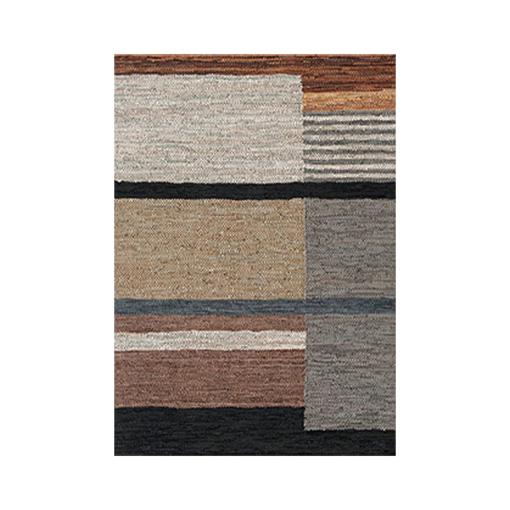 LIVARA 160/200cm Modern Multi-Tone Loop-Pile Rug - Non-Slip Eco Cotton-Latex Backing, Soft & Durable, Easy to Clean - Mosaic Tan/Grey