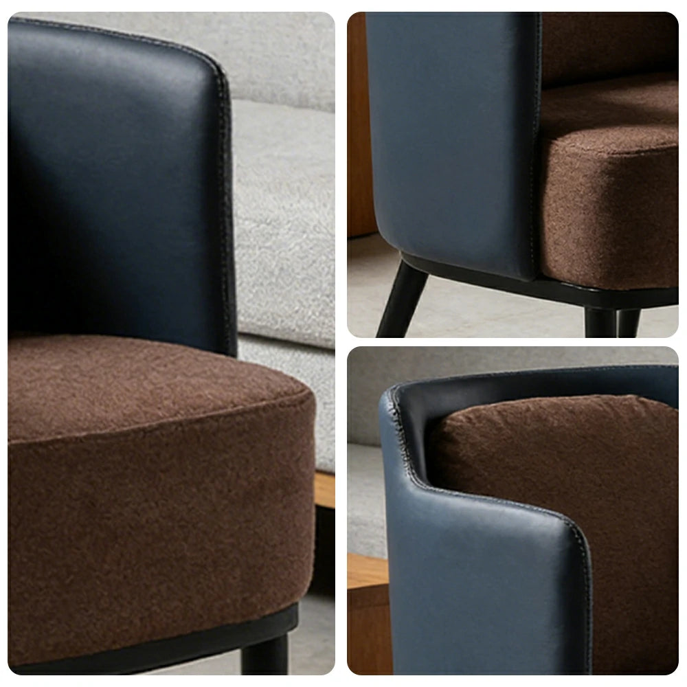 LIVARA Modern Accent Lounge Chair with Armrests - Houndstooth Woven Upholstery with Contrast Backrest, Deep Cushioned Seat, Compact Statement Design - Brown