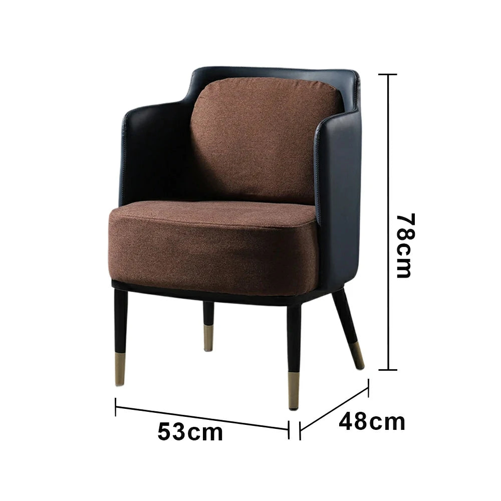 LIVARA Modern Accent Lounge Chair with Armrests - Houndstooth Woven Upholstery with Contrast Backrest, Deep Cushioned Seat, Compact Statement Design - Brown