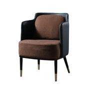 LIVARA Modern Accent Lounge Chair with Armrests - Houndstooth Woven Upholstery with Contrast Backrest, Deep Cushioned Seat, Compact Statement Design - Brown
