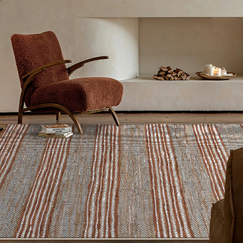 LIVARA 160/200cm Stripe-Texture Loop-Pile Rug - Non-Slip Eco Cotton-Latex Backing, Soft & Durable, Easy to Clean - Terra Grey Mix