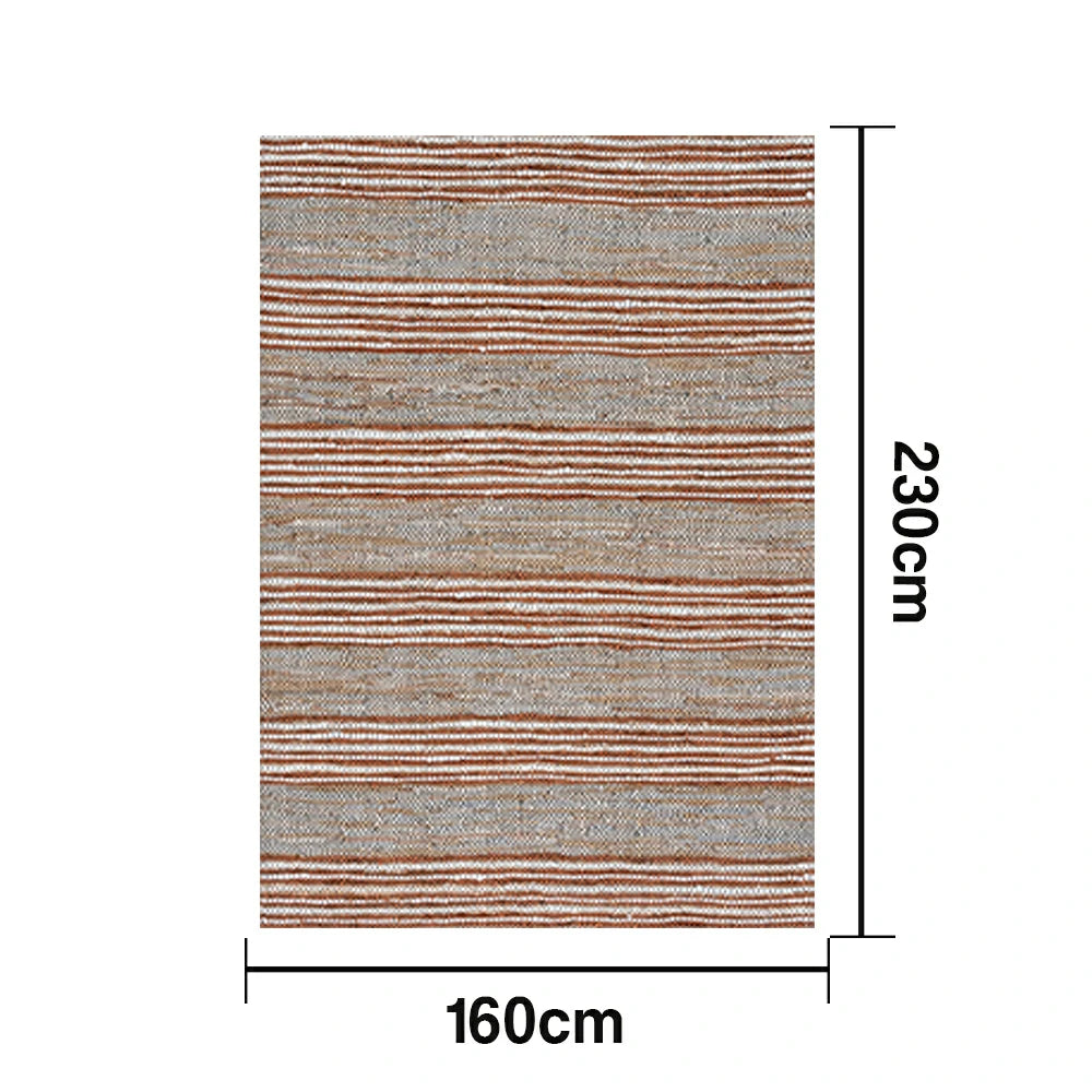 LIVARA 160/200cm Stripe-Texture Loop-Pile Rug - Non-Slip Eco Cotton-Latex Backing, Soft & Durable, Easy to Clean - Terra Grey Mix