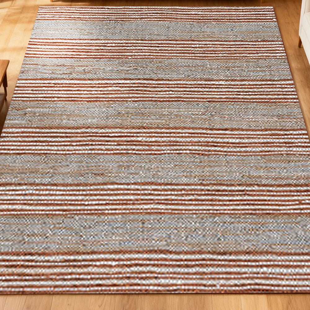 LIVARA 160/200cm Stripe-Texture Loop-Pile Rug - Non-Slip Eco Cotton-Latex Backing, Soft & Durable, Easy to Clean - Terra Grey Mix