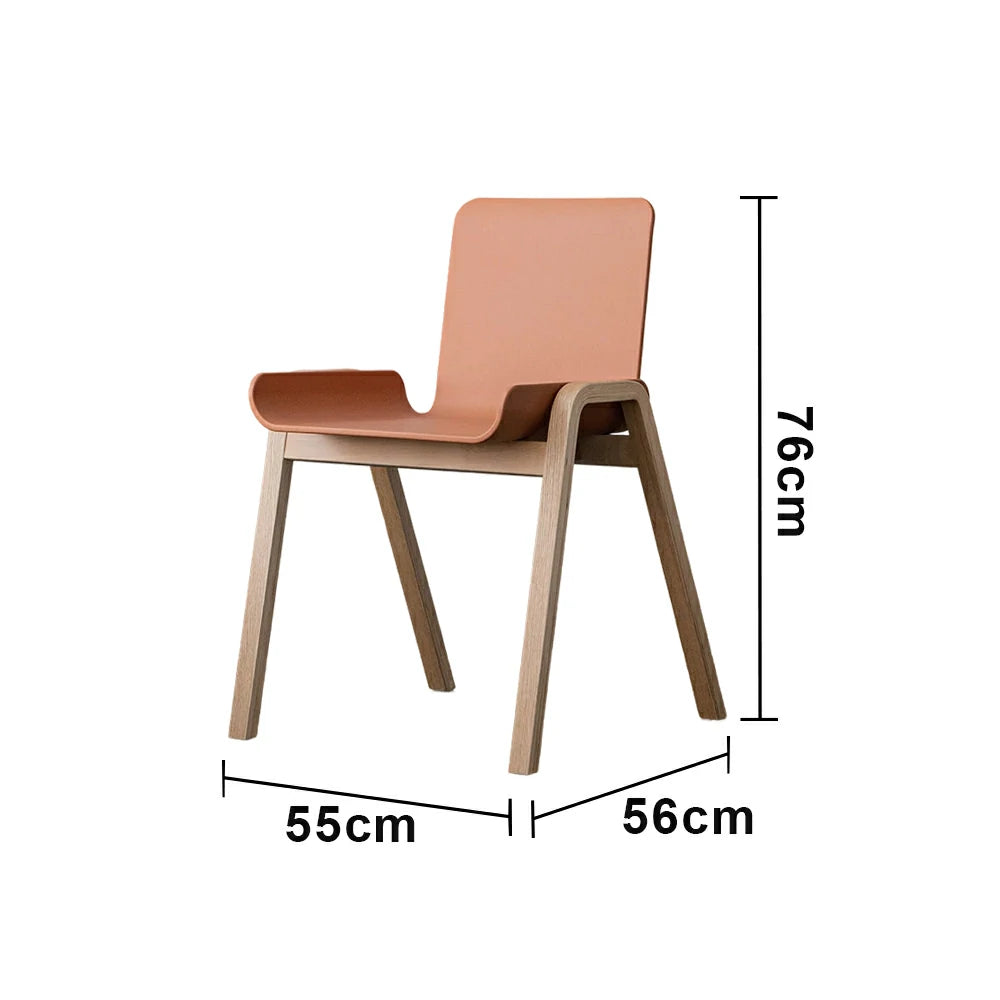LIVARA Modern Meeting Chair - Ergonomic PP Plastic Seat with Solid Bentwood Legs, Lightweight Minimalist Design for Office & Dining Use - Orange & Natural Wood