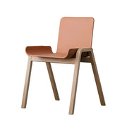 LIVARA Modern Meeting Chair - Ergonomic PP Plastic Seat with Solid Bentwood Legs, Lightweight Minimalist Design for Office & Dining Use - Orange & Natural Wood