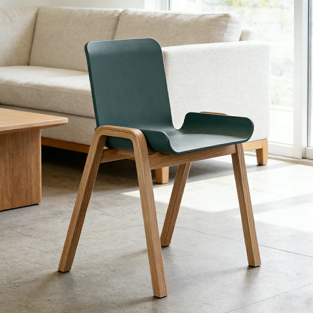 LIVARA Modern Meeting Chair - Ergonomic PP Plastic Seat with Solid Bentwood Legs, Lightweight Minimalist Design for Office & Dining Use - Green