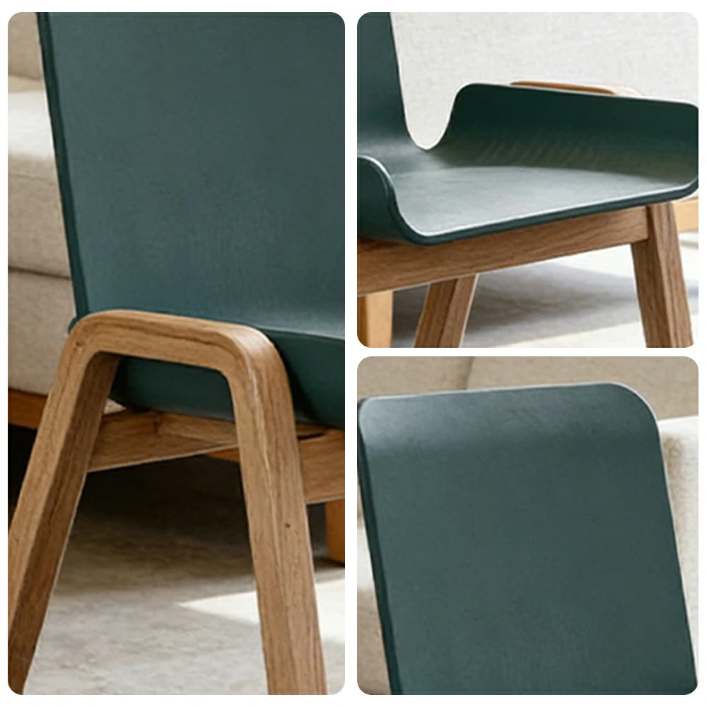 LIVARA Modern Meeting Chair - Ergonomic PP Plastic Seat with Solid Bentwood Legs, Lightweight Minimalist Design for Office & Dining Use - Green