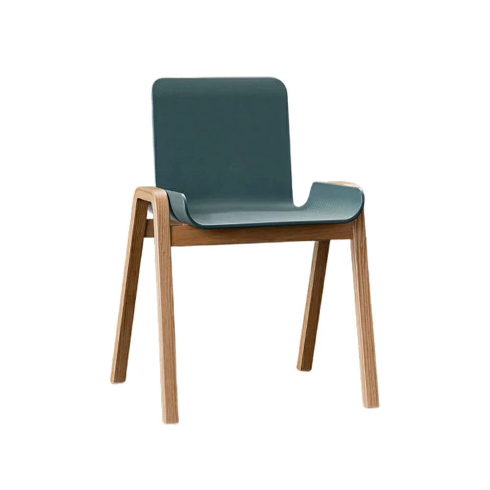 LIVARA Modern Meeting Chair - Ergonomic PP Plastic Seat with Solid Bentwood Legs, Lightweight Minimalist Design for Office & Dining Use - Green