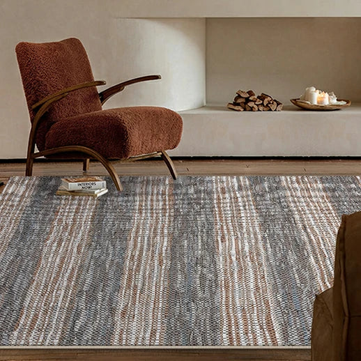 LIVARA 160/200cm Grey-Blend Stripe Loop-Pile Rug - Non-Slip Eco Cotton-Latex Backing, Soft & Durable, Easy to Clean - Natural Grey Mix