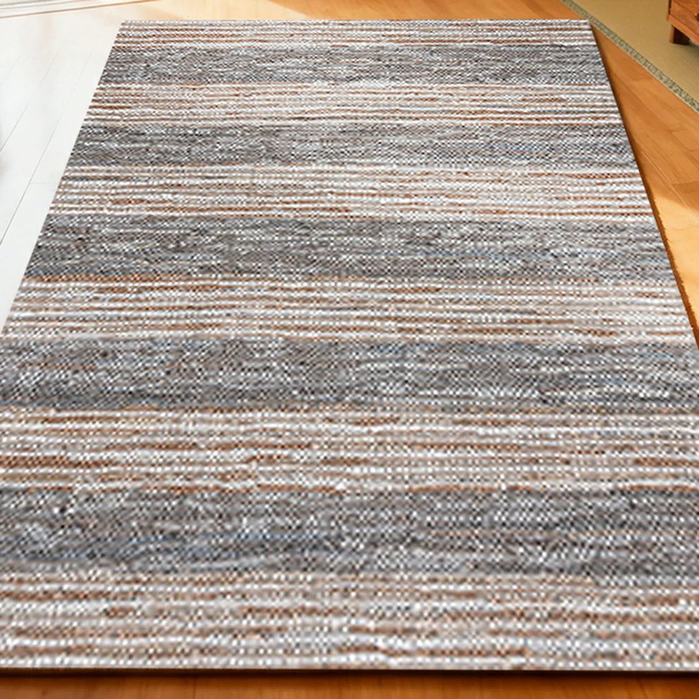 LIVARA 160/200cm Grey-Blend Stripe Loop-Pile Rug - Non-Slip Eco Cotton-Latex Backing, Soft & Durable, Easy to Clean - Natural Grey Mix