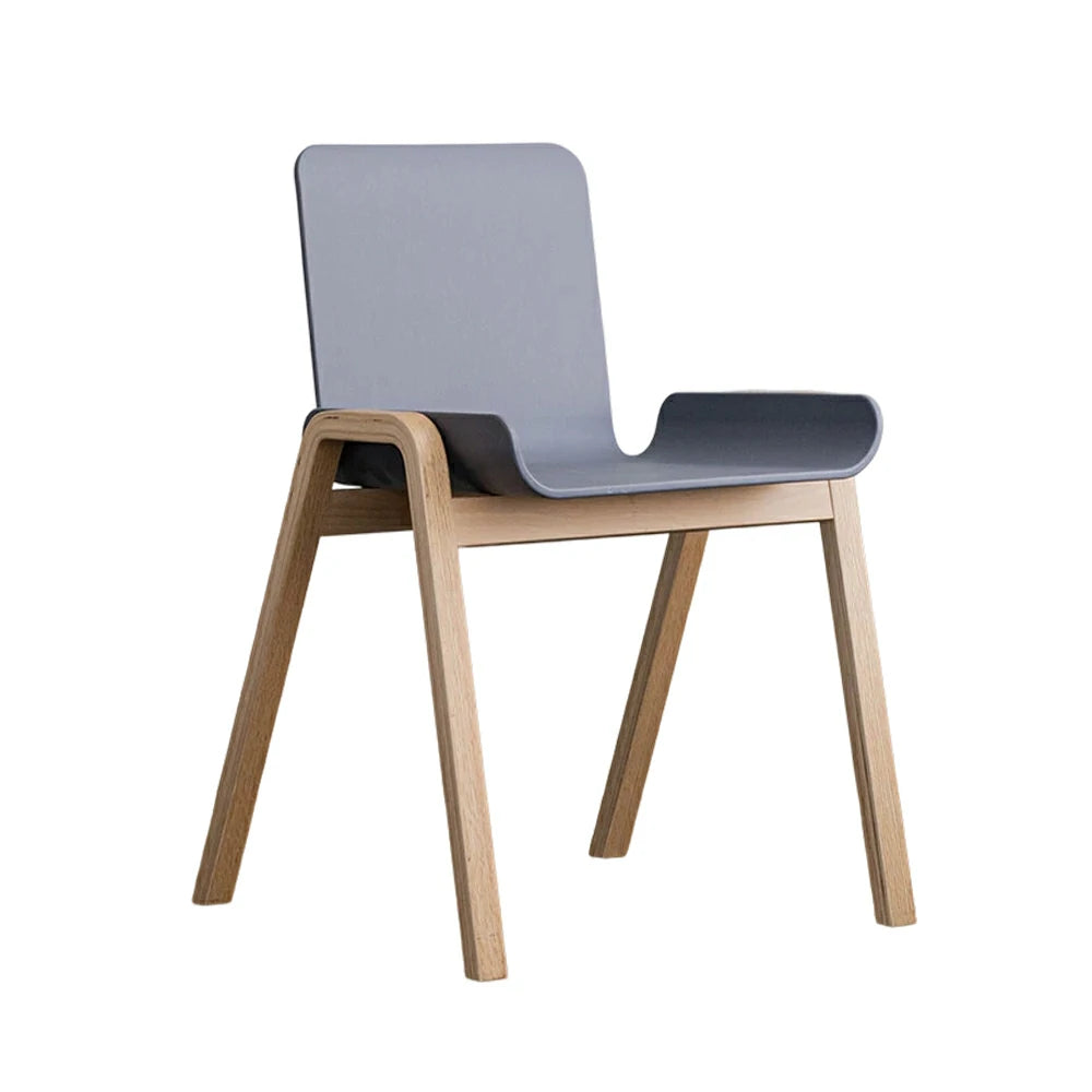 LIVARA Modern Meeting Chair - Ergonomic PP Plastic Seat with Solid Bentwood Legs, Lightweight Minimalist Design for Office & Dining Use - Grey