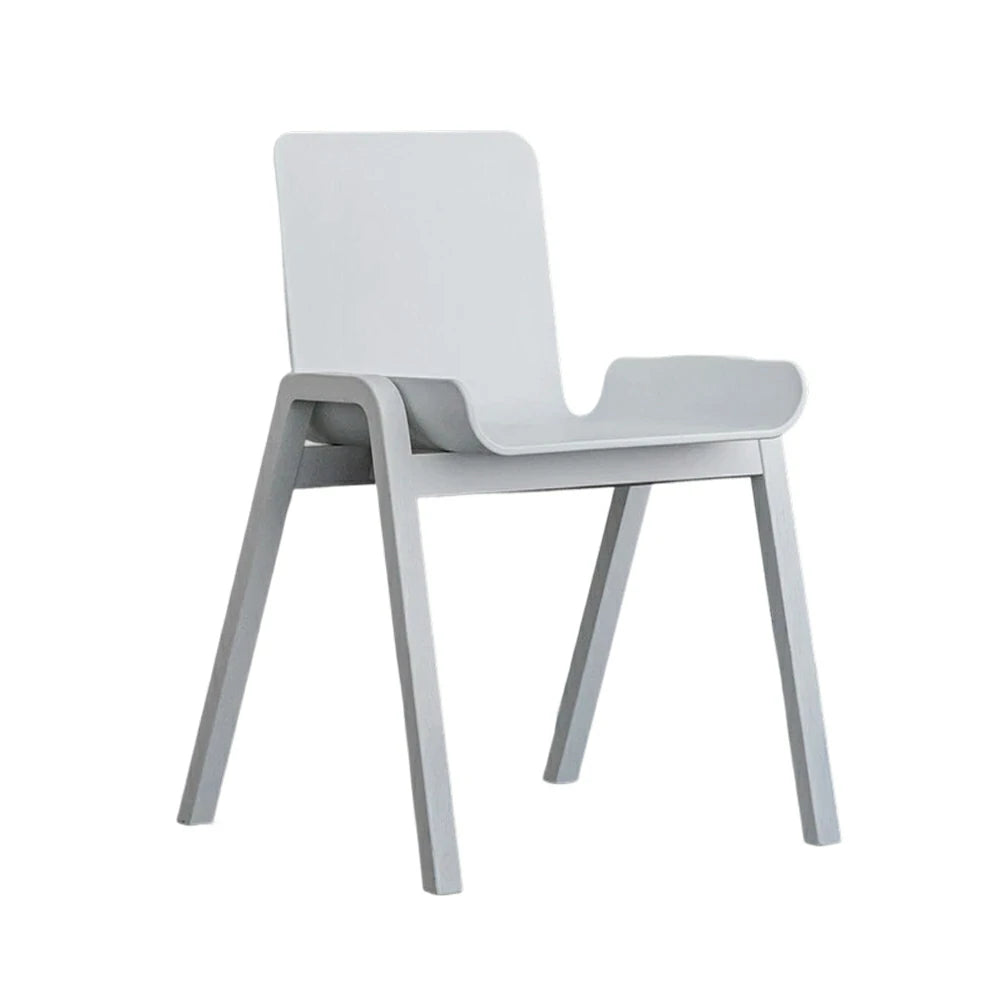 LIVARA Modern Meeting Chair - Ergonomic PP Plastic Seat with Solid Bentwood Legs, Lightweight Minimalist Design for Office & Dining Use - White