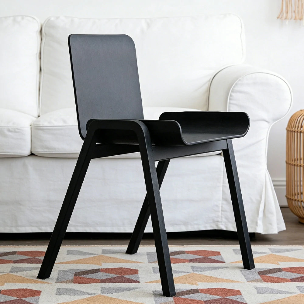 LIVARA Modern Meeting Chair - Ergonomic PP Plastic Seat with Solid Bentwood Legs, Lightweight Minimalist Design for Office & Dining Use - Black