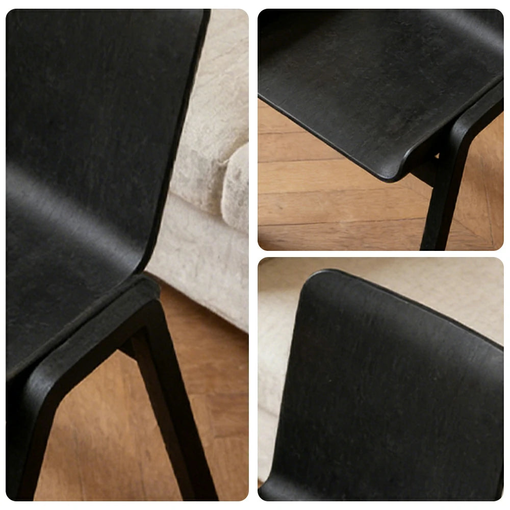 LIVARA Modern Meeting Chair - Ergonomic PP Plastic Seat with Solid Bentwood Legs, Lightweight Minimalist Design for Office & Dining Use - Black